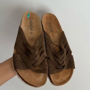 Biosteps Brown Suede  braided cork slides slides Size 8